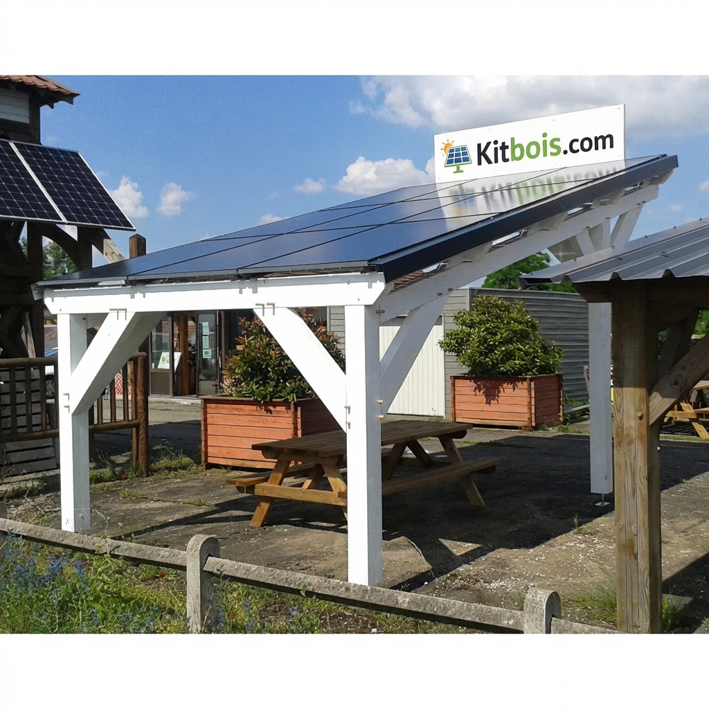 Auvent bois solaire pour panneaux photovoltaïques